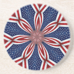 Amerikanische Flagge Kaleidoskop Abstrakt 1 Sandstein Untersetzer
