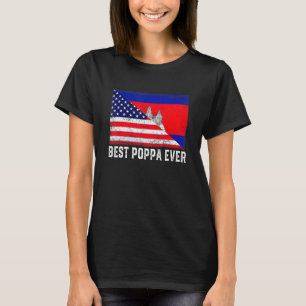 Amerikanische Flagge Kambodscha Flagge Beste Poppa T-Shirt