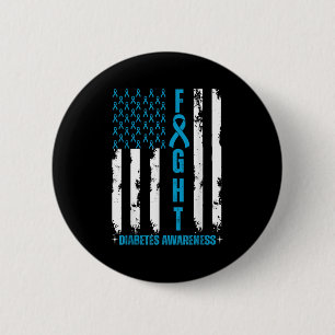 Amerikanische Flagge Kampf gegen Diabetes Bewussts Button