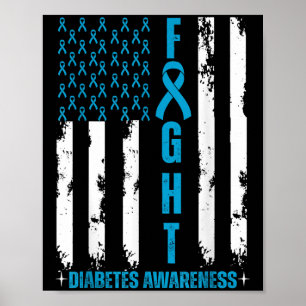 Amerikanische Flagge Kampf gegen Diabetes Bewussts Poster
