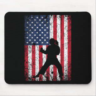 Amerikanische Flagge Karate 4. Juli Patriotic Gir Mousepad