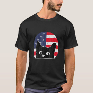 Amerikanische Flagge Katze 4. Juli Kätzchen Patrio T-Shirt