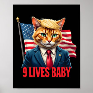 Amerikanische Flagge Katze In Suite Donald Trump N Poster