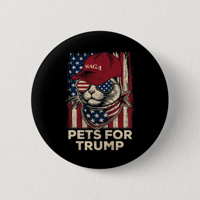 Amerikanische Flagge Katze Lebt Problem Trump 2024 Button (Vorderseite)