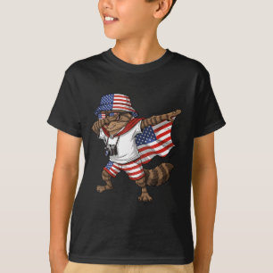 Amerikanische Flagge Katze Rot Weiß Blau Patriotis T-Shirt