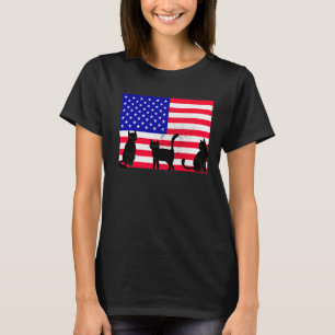 Amerikanische Flagge Katze USA 4. Juli Männer Frau T-Shirt