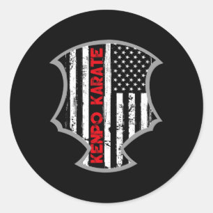 Amerikanische Flagge Kenpo Karate Distressed Karat Runder Aufkleber