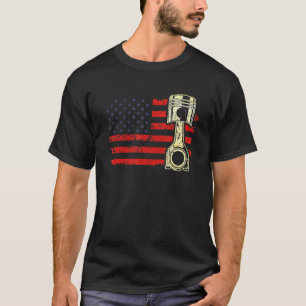Amerikanische Flagge Kolben-Muscle-Car Patriotisch T-Shirt