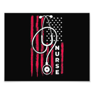 Amerikanische Flagge Krankenschwester 4. Juli Amer Fotodruck