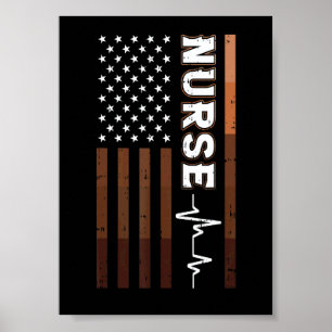 Amerikanische Flagge Krankenschwester Schwarze Ges Poster
