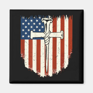 Amerikanische Flagge Kreuz 3 Nagel Patriotischer C Magnet