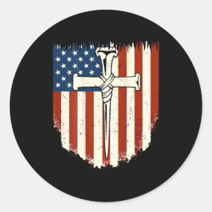 Amerikanische Flagge Kreuz 3 Nagel Patriotischer C Runder Aufkleber