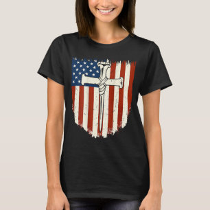 Amerikanische Flagge Kreuz 3 Nagel Patriotischer C T-Shirt