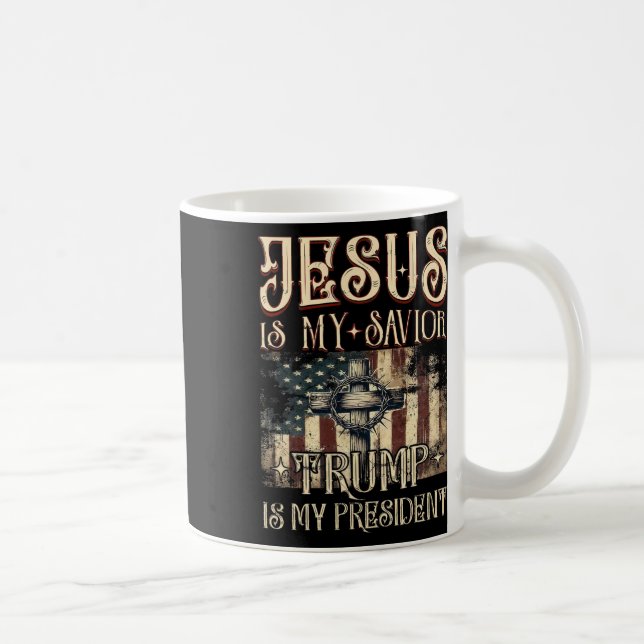 Amerikanische Flagge Kreuz Jesus ist mein Retter T Kaffeetasse (Rechts)