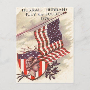 Amerikanische Flagge Lady Liberty Shield Postkarte