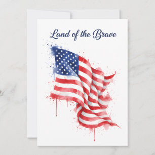 Amerikanische Flagge Land der Tapferen Wasserfarbe Feiertagskarte