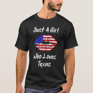 Amerikanische Flagge Lippen nur ein Mädchen, das T T-Shirt