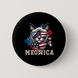 Amerikanische Flagge Lustige Katze Meme Patriotisc Button