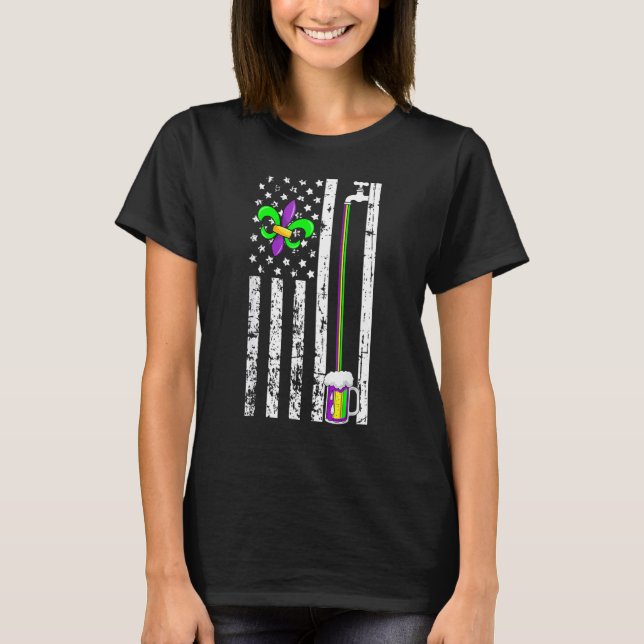 Amerikanische Flagge Mardi Gras Karneval Parade Ma T-Shirt (Vorderseite)
