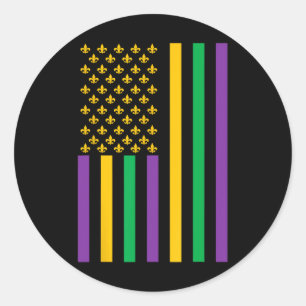 Amerikanische Flagge Mardi Gras Mardi Gras Crawfis Runder Aufkleber