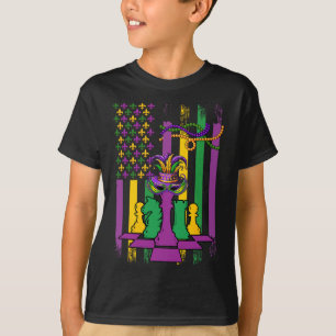 Amerikanische Flagge Mardi Gras Schach Spieler Tea T-Shirt