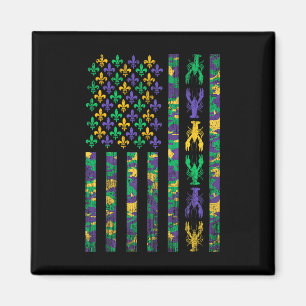 Amerikanische Flagge Mardi Gras Shirts Männer Frau Magnet