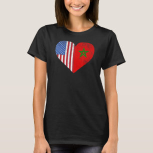 Amerikanische Flagge Marokkos Herz Marokko USA T-Shirt