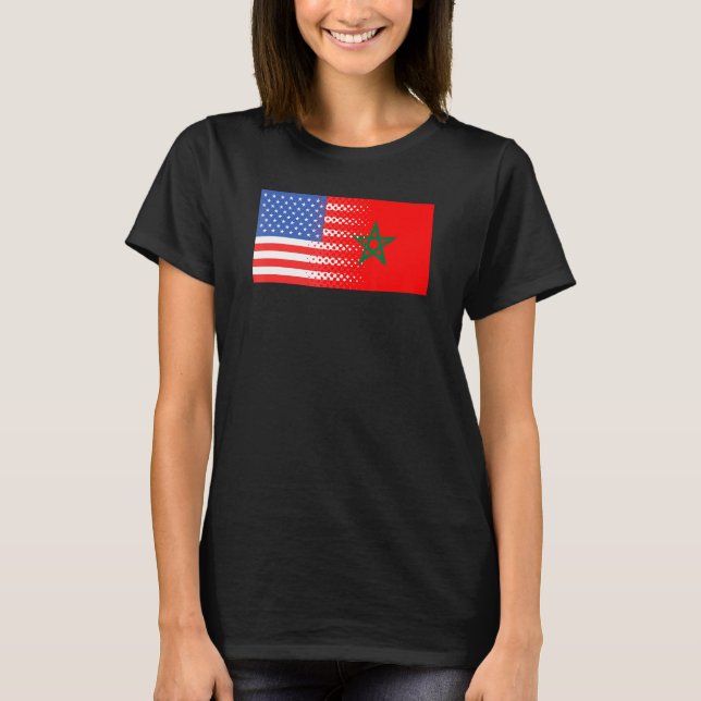 Amerikanische Flagge Marokkos USA T-Shirt (Vorderseite)