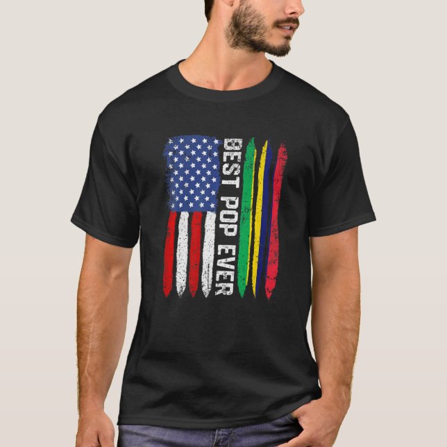 Amerikanische Flagge & mauritische Flagge Bester P T-Shirt (Vorderseite)