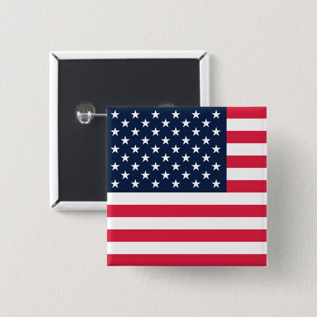Amerikanische Flagge mit 50 Sternen: US Flagge mit Button (Vorne & Hinten)