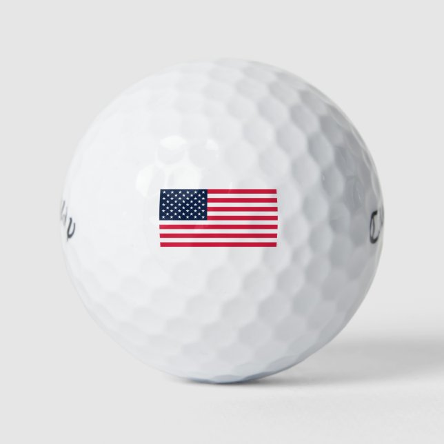 Amerikanische Flagge mit 50 Sternen: US Flagge mit Golfball (Vorderseite)