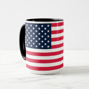 Amerikanische Flagge mit 50 Sternen: US Flagge mit Tasse