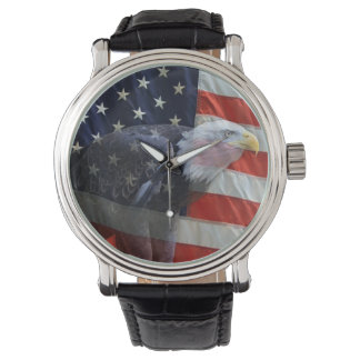 Amerikanische Flagge mit Adler Armbanduhr