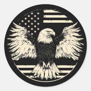 Amerikanische Flagge mit Adler Runder Aufkleber