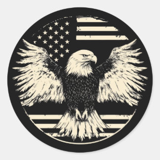 Amerikanische Flagge mit Adler Runder Aufkleber