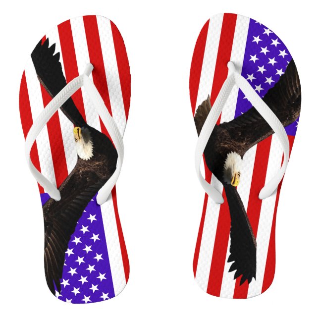Amerikanische Flagge mit Adler USA Flip Flops (Fußbett)