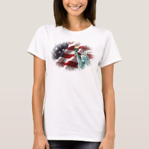Amerikanische Flagge mit Amerikaner Eagle u. Dame T-Shirt