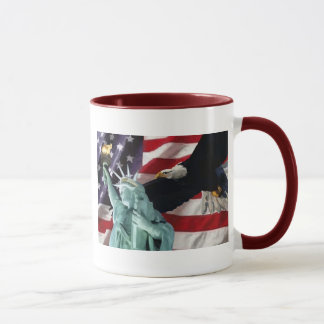 Amerikanische Flagge mit Amerikaner Eagle u. Dame Tasse