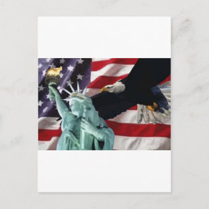 Amerikanische Flagge mit amerikanischer Adler & La Postkarte