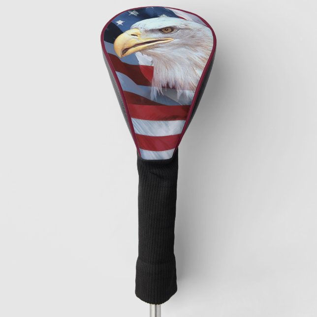 Amerikanische Flagge mit Bald-Adler Golf Headcover (Vorderseite)