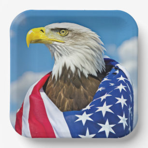 Amerikanische Flagge mit Bald-Adler Pappteller