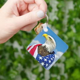 Amerikanische Flagge mit Bald-Adler Schlüsselanhänger
