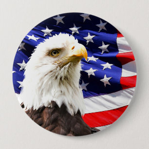 Amerikanische Flagge mit Bald Eagle Button