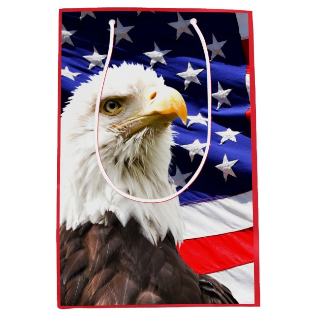 Amerikanische Flagge mit Bald Eagle Mittlere Geschenktüte (Vorderseite)
