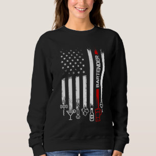 Amerikanische Flagge mit Barkeeper für Frauenvater Sweatshirt