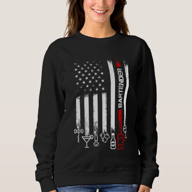 Amerikanische Flagge mit Barkeeper für Frauenvater Sweatshirt (Vorderseite)
