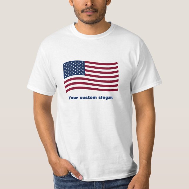 Amerikanische Flagge mit benutzerdefiniertem Sloga T-Shirt (Vorderseite)