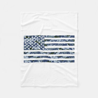 Amerikanische Flagge mit blauem Tarnmuster Fleecedecke