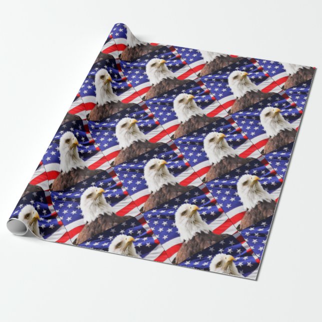 Amerikanische Flagge mit Eagle Geschenkpapier (Ungerollt)