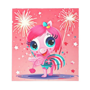Amerikanische Flagge mit Flamingo-Cartoon-69217 Notizblock